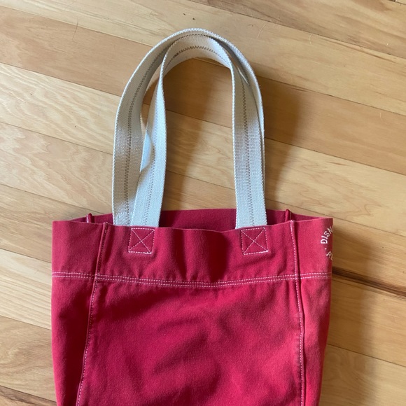 Vintage Disney Canvas Tote Red Embroidered Disneyland Bag Mickey Mouse EUC - Picture 4 of 6